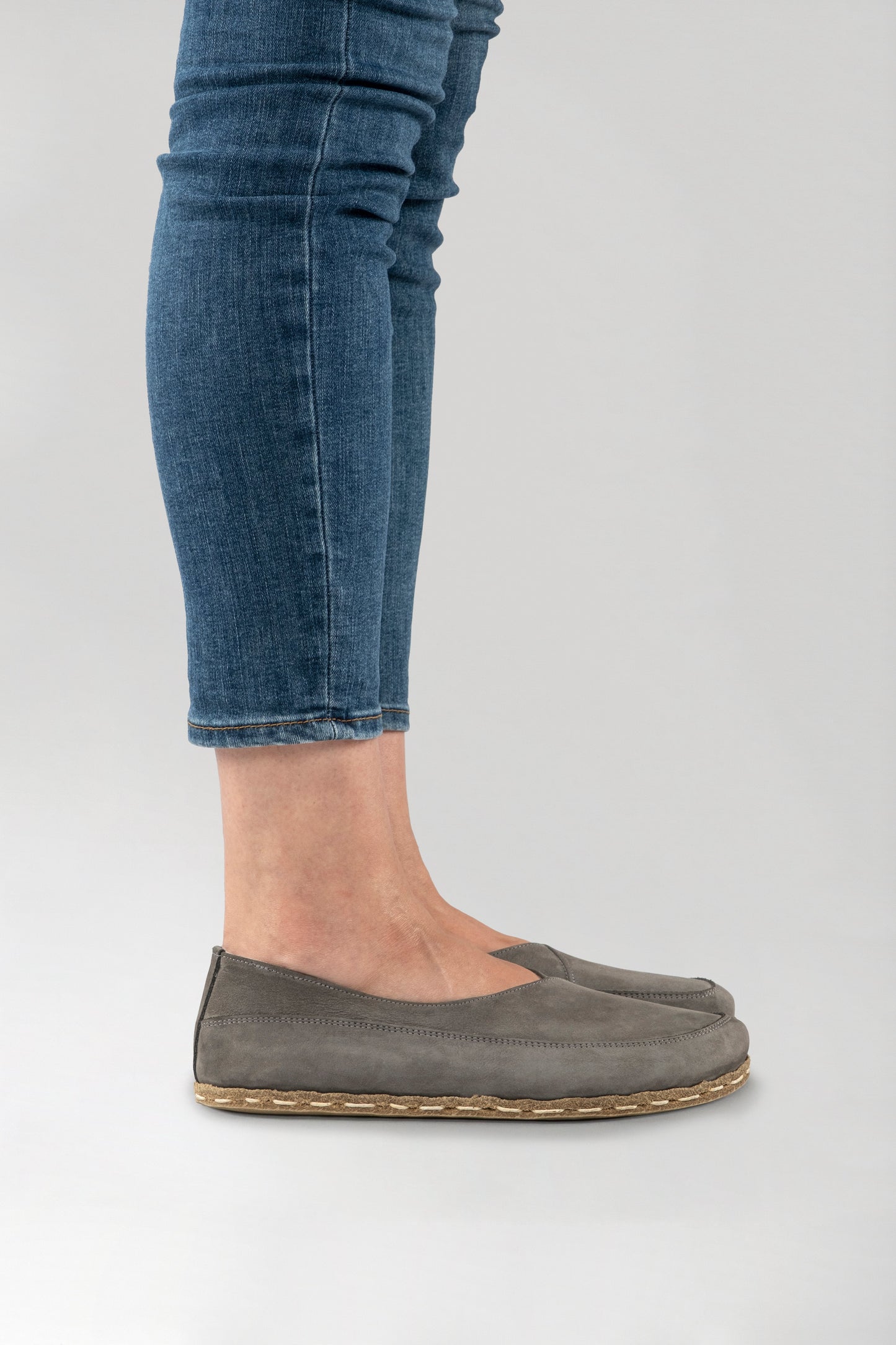 Women's Gray Barefoot Cross Ballet Flats