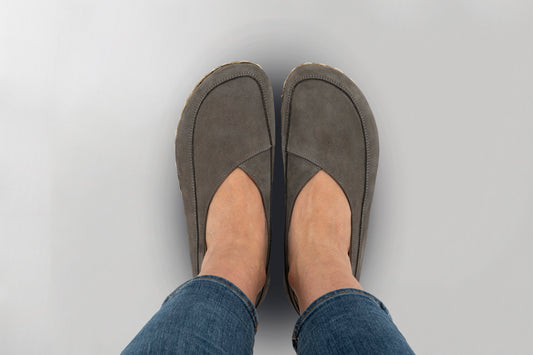 Women's Gray Barefoot Cross Ballet Flats