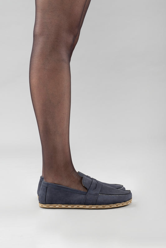 Men's Navy Nubuck Penny Loafers