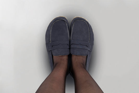 Women's Navy Nubuck Penny Loafers