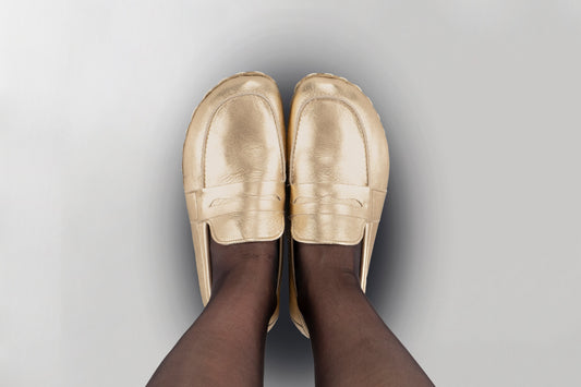 Women's Gold Penny Loafers