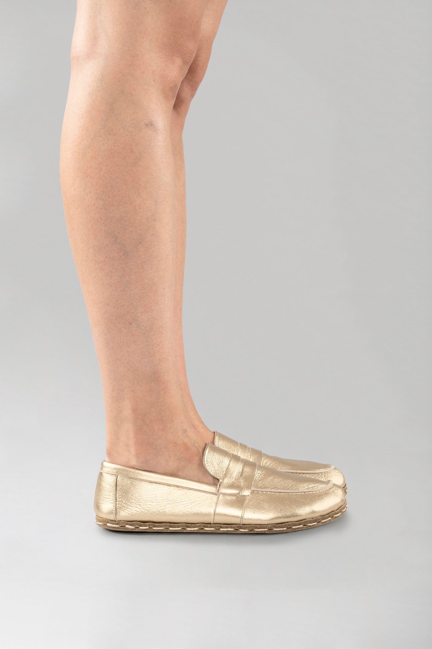 Women's Gold Penny Loafers