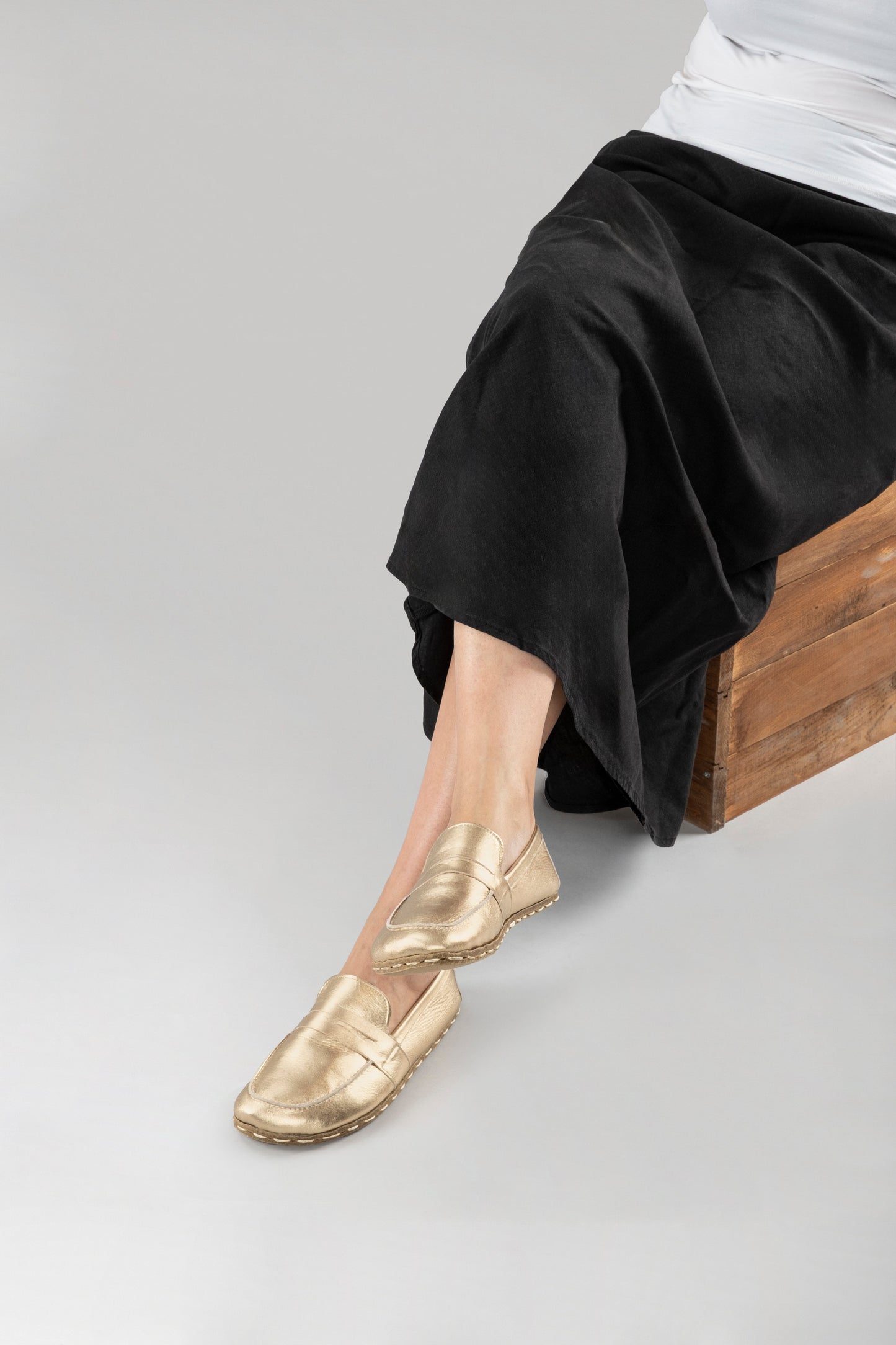 Women's Gold Penny Loafers