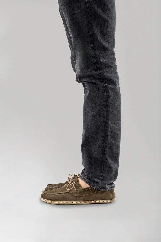 Men's Khaki Green Suede Dock Shoes