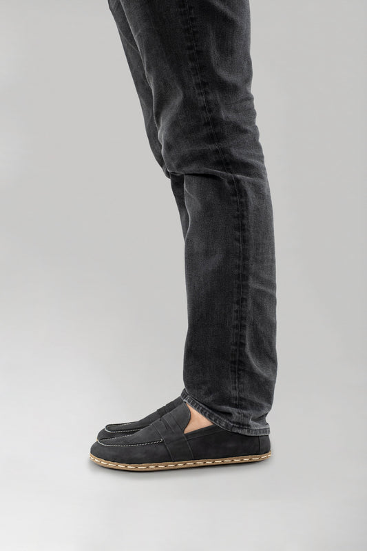 Men's Black Nubuck Penny Loafers