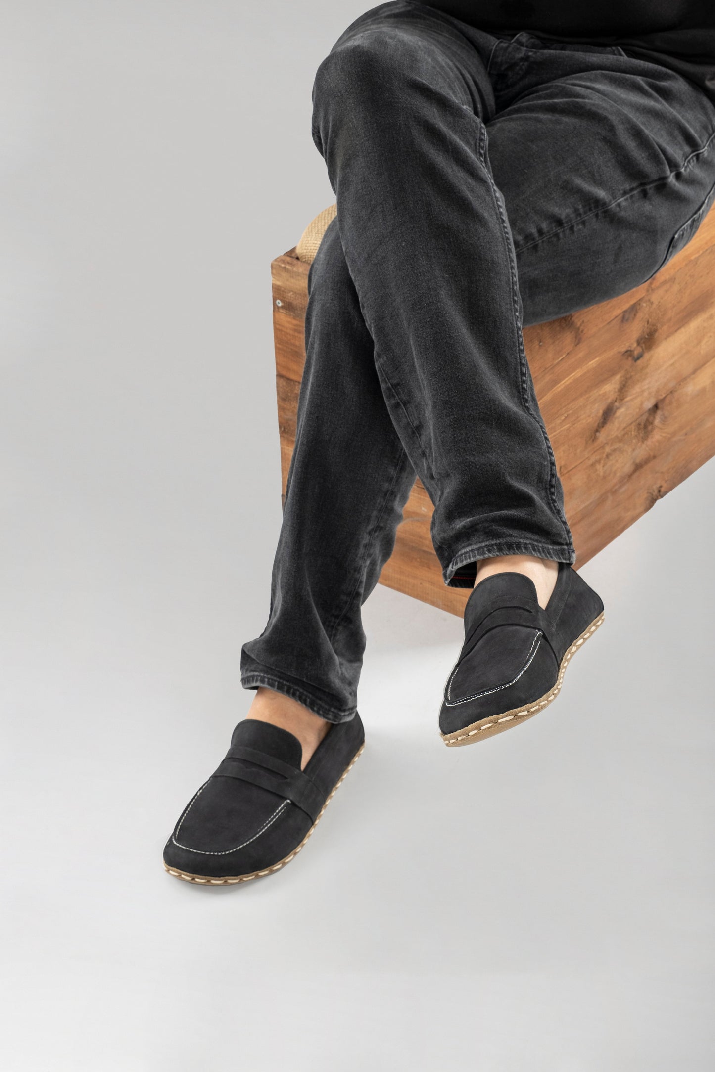 Women's Black Nubuck Penny Loafers