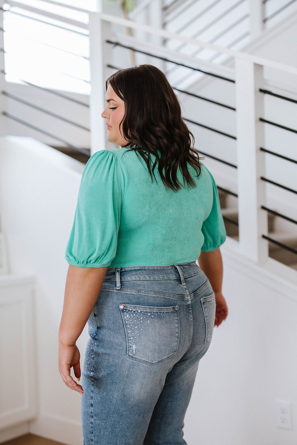 Un body de cuello cuadrado Total Vision en verde menta