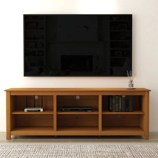 Mueble de TV estilo rústico con acabado de madera marrón ámbar - para televisores de hasta 70 pulgadas
