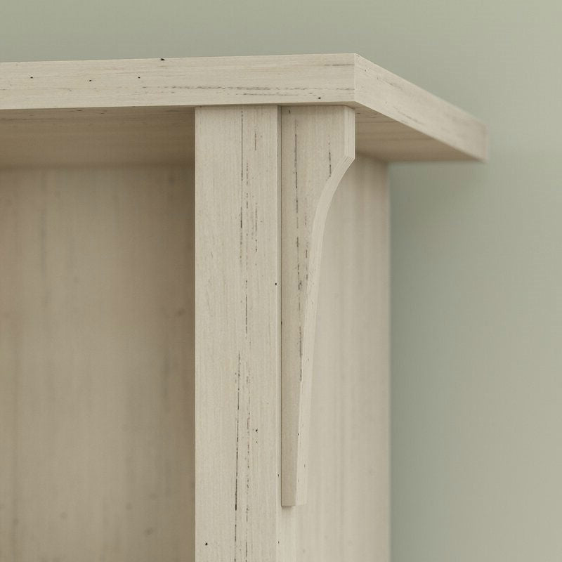 Perchero de entrada grande blanco antiguo con cubículo para zapatos, mueble recibidor