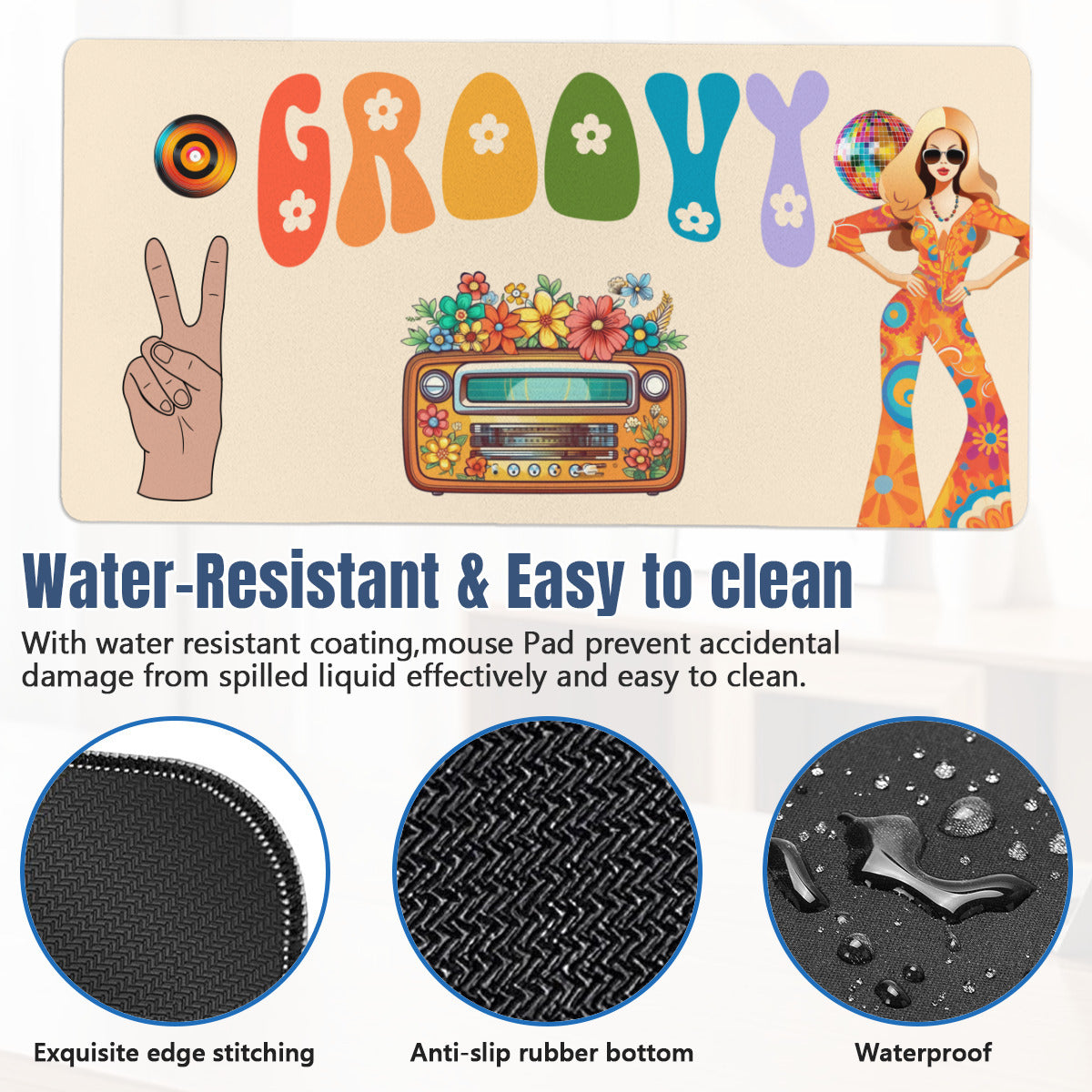 Groovy 1970's Style Disco Ball 40" x 20" Mousepad Desk Mat