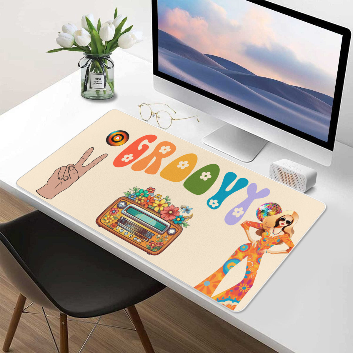 Groovy 1970's Style Disco Ball 40" x 20" Mousepad Desk Mat
