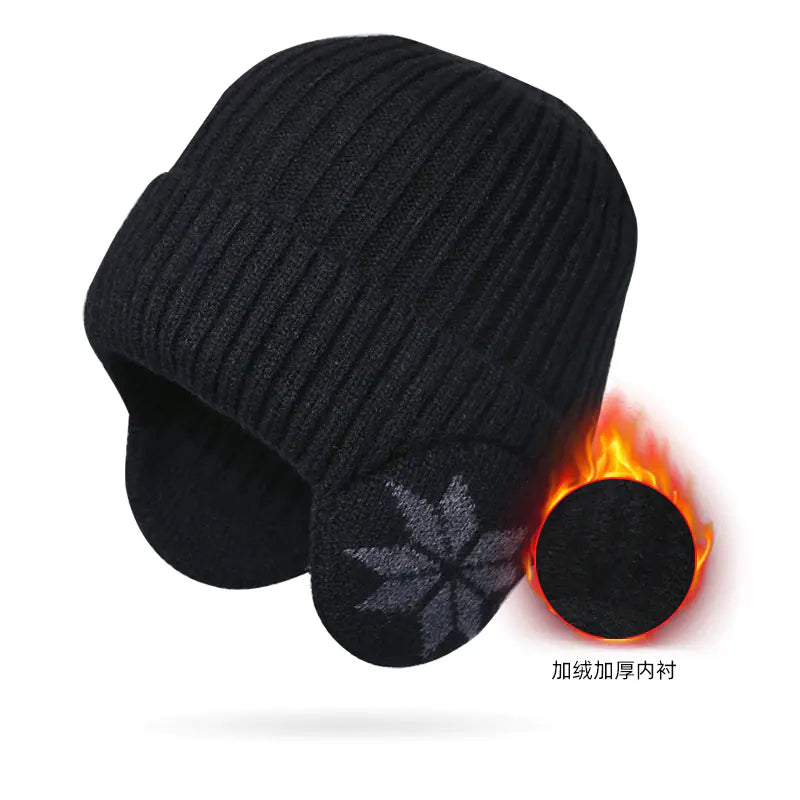 Winter Knit Beanie with Ear Protection for Men and Women