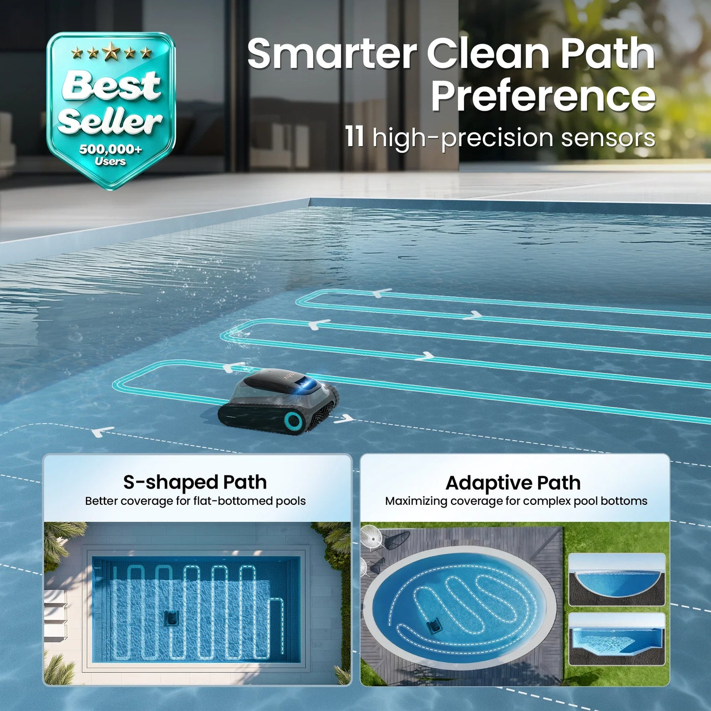 Aiper Scuba S1 Robotic Pool Cleaner, Weekly Custom Cleaning Plan, 270