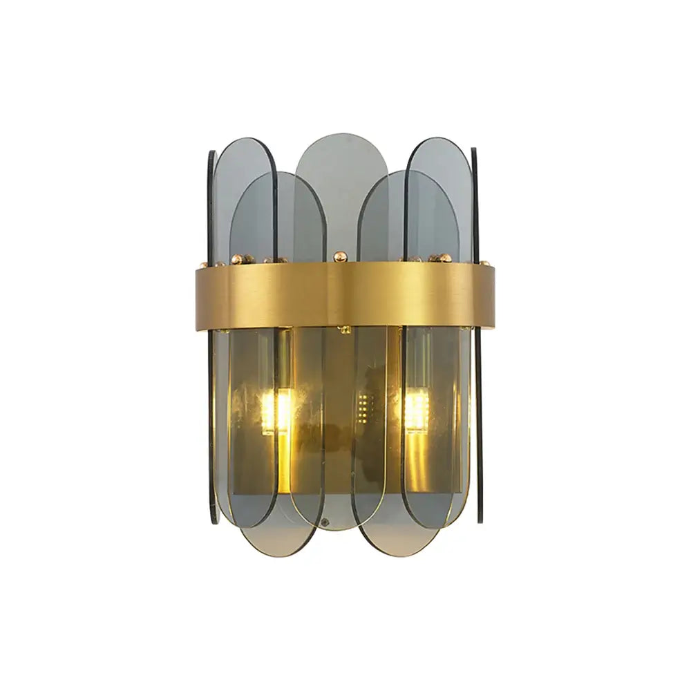 Lámpara de pared de cristal ovalada dorada