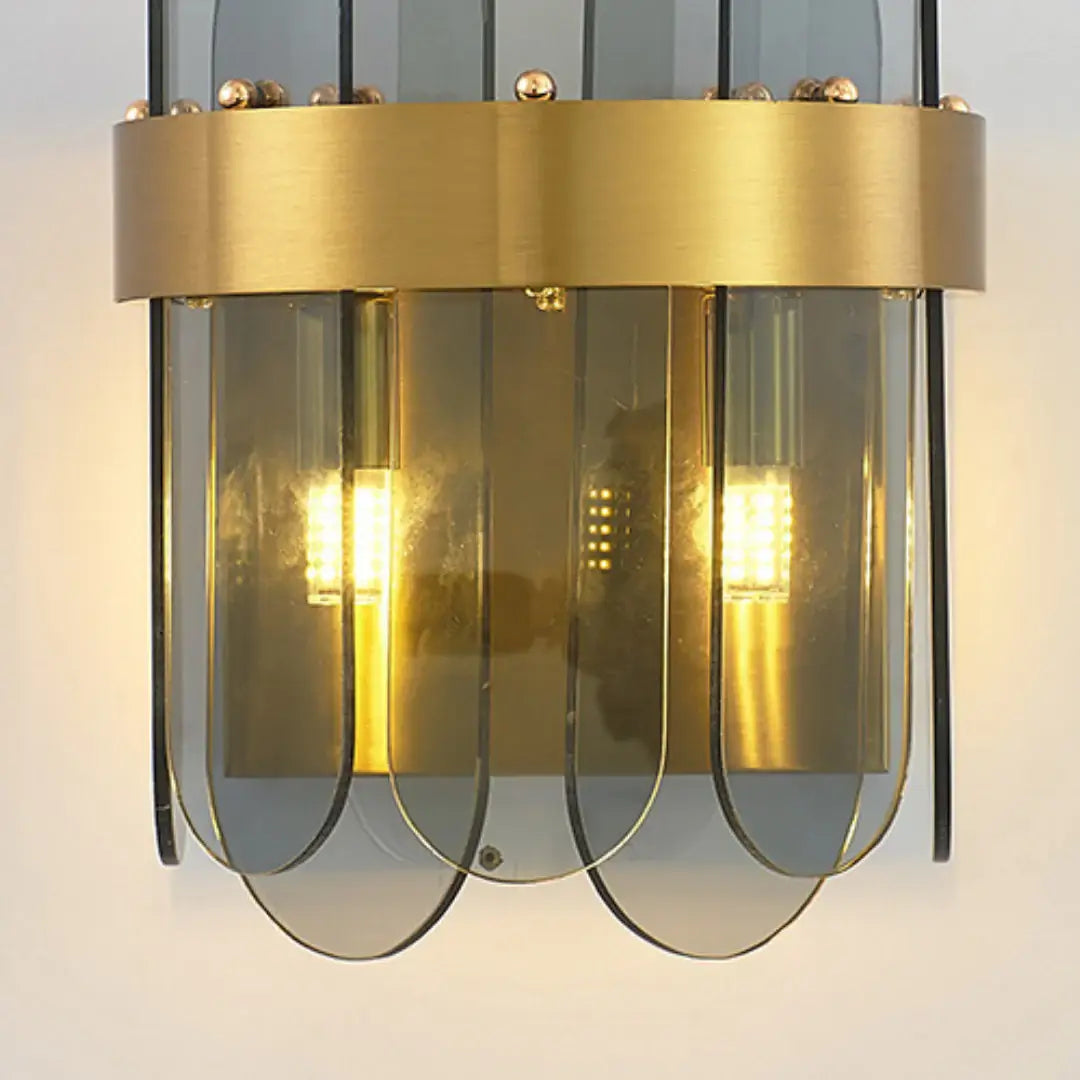 Lámpara de pared de cristal ovalada dorada