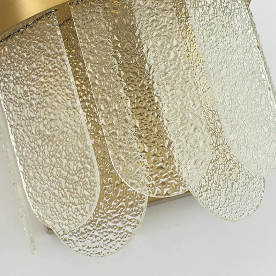 Lámpara de pared de cristal ovalada dorada