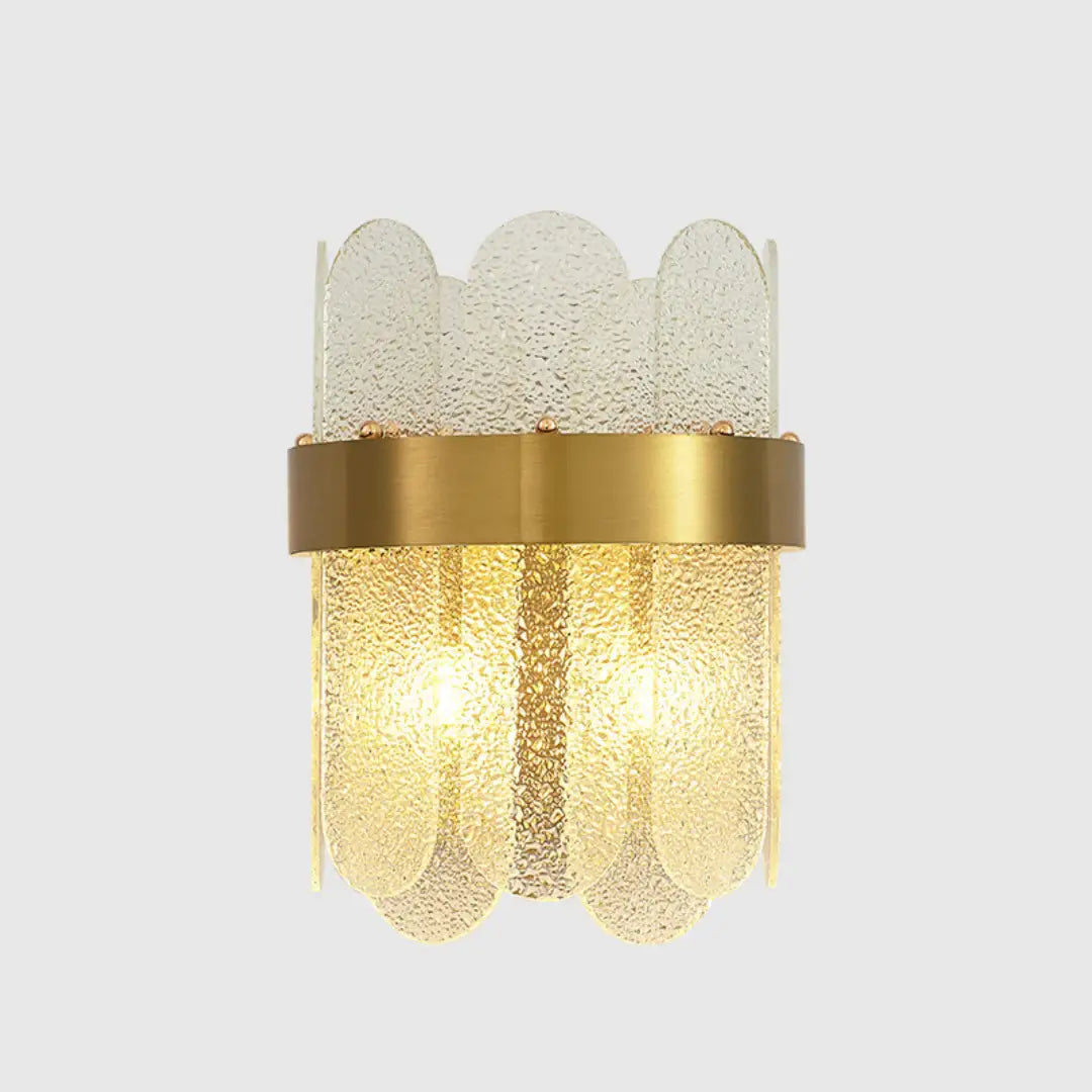Lámpara de pared de cristal ovalada dorada