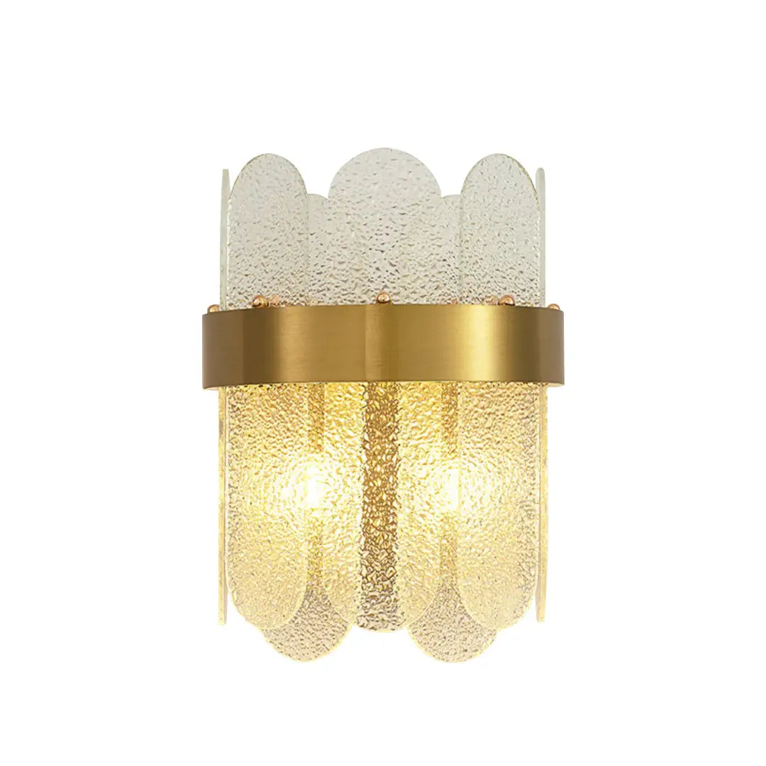 Lámpara de pared de cristal ovalada dorada