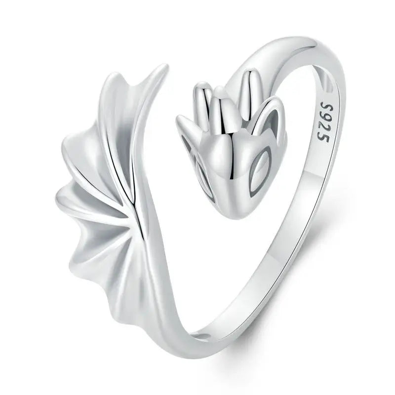 WOSTU 925 Sterling Silver Cat Pet Adjustable Rings For Women Animal Dog Open Ring Family Daughter Birthday Jewelry Girl Gift