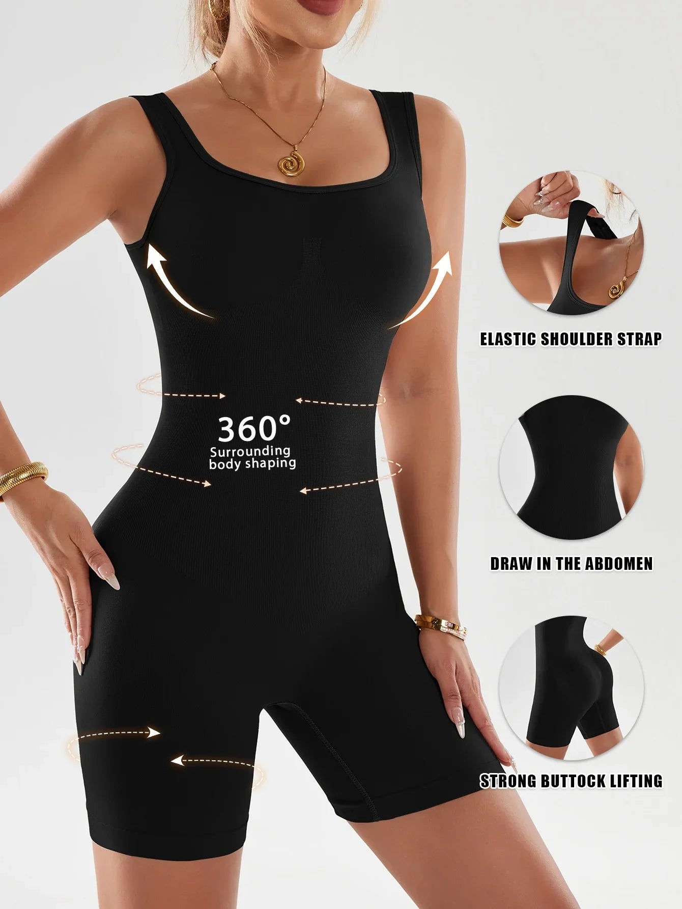 Women's 1pc Yoga Jumpsuit, Bodysuit, Seamless Shapewear Romper - High Elasticity, Tummy Control and Lifting, Elegant Multi-Color Sleeveless Bodysuit, Suitable for Fitness and Training, Elastic Fabric, Opaque for Daily Wear an