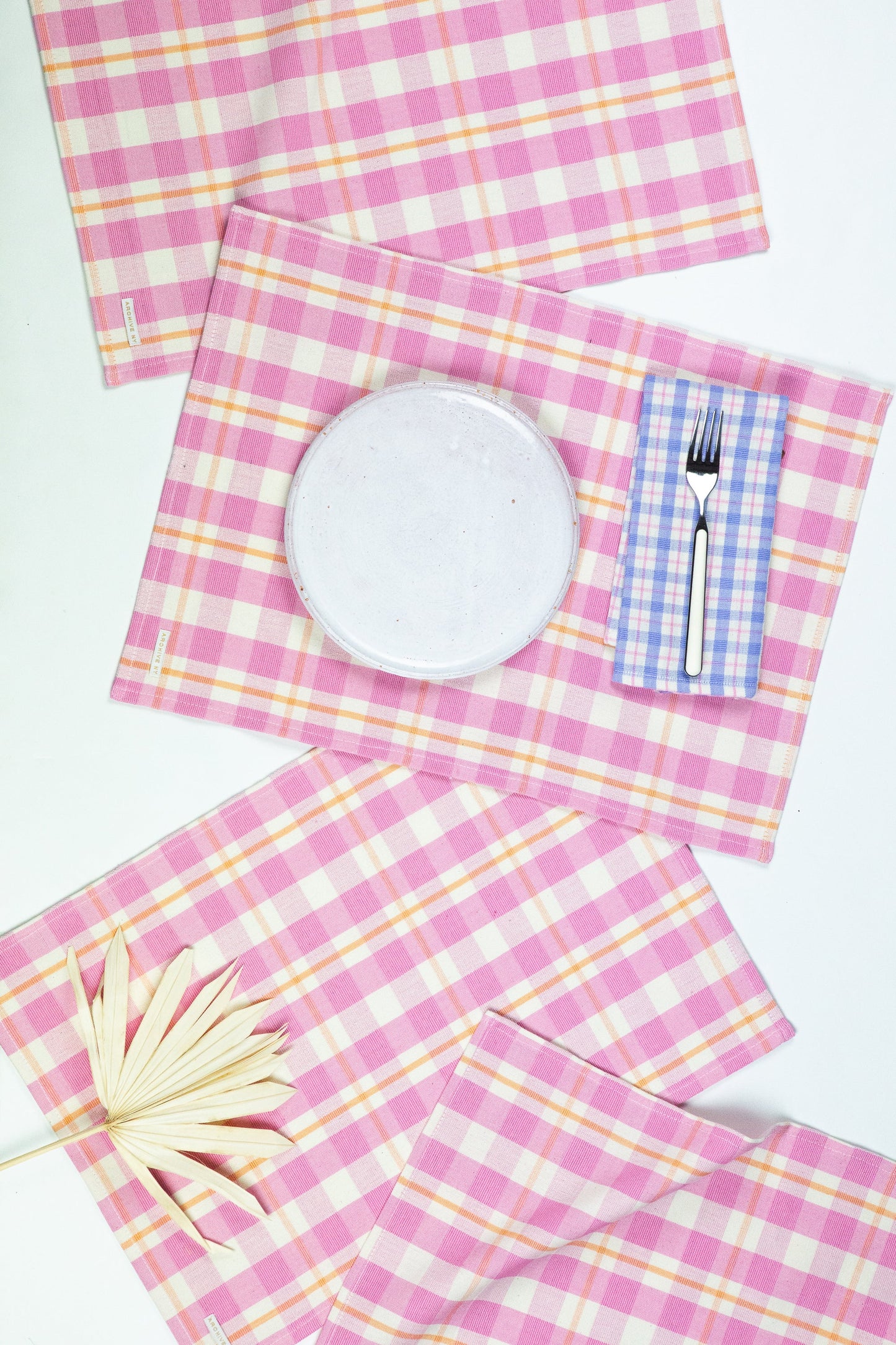 Archive NY Abigail Plaid Placemat in Bubblegum