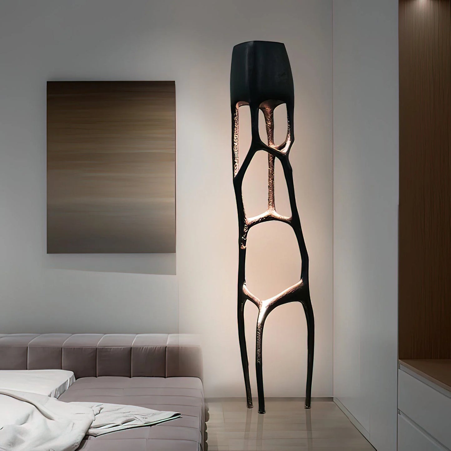 Lámpara de pie de escultura gótica abstracta