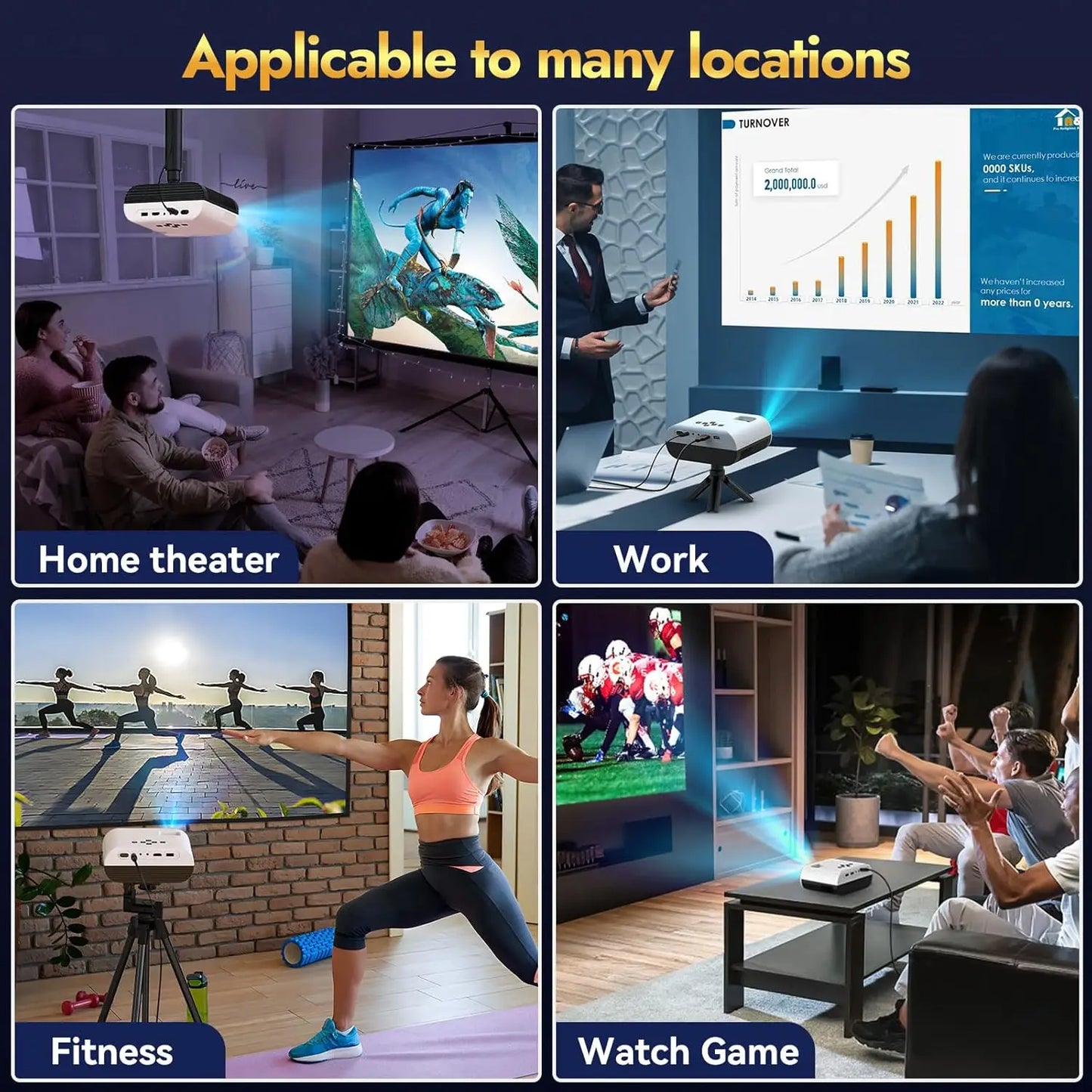 1080p Full HD Portable Projector, Bluetooth Movie Projector with