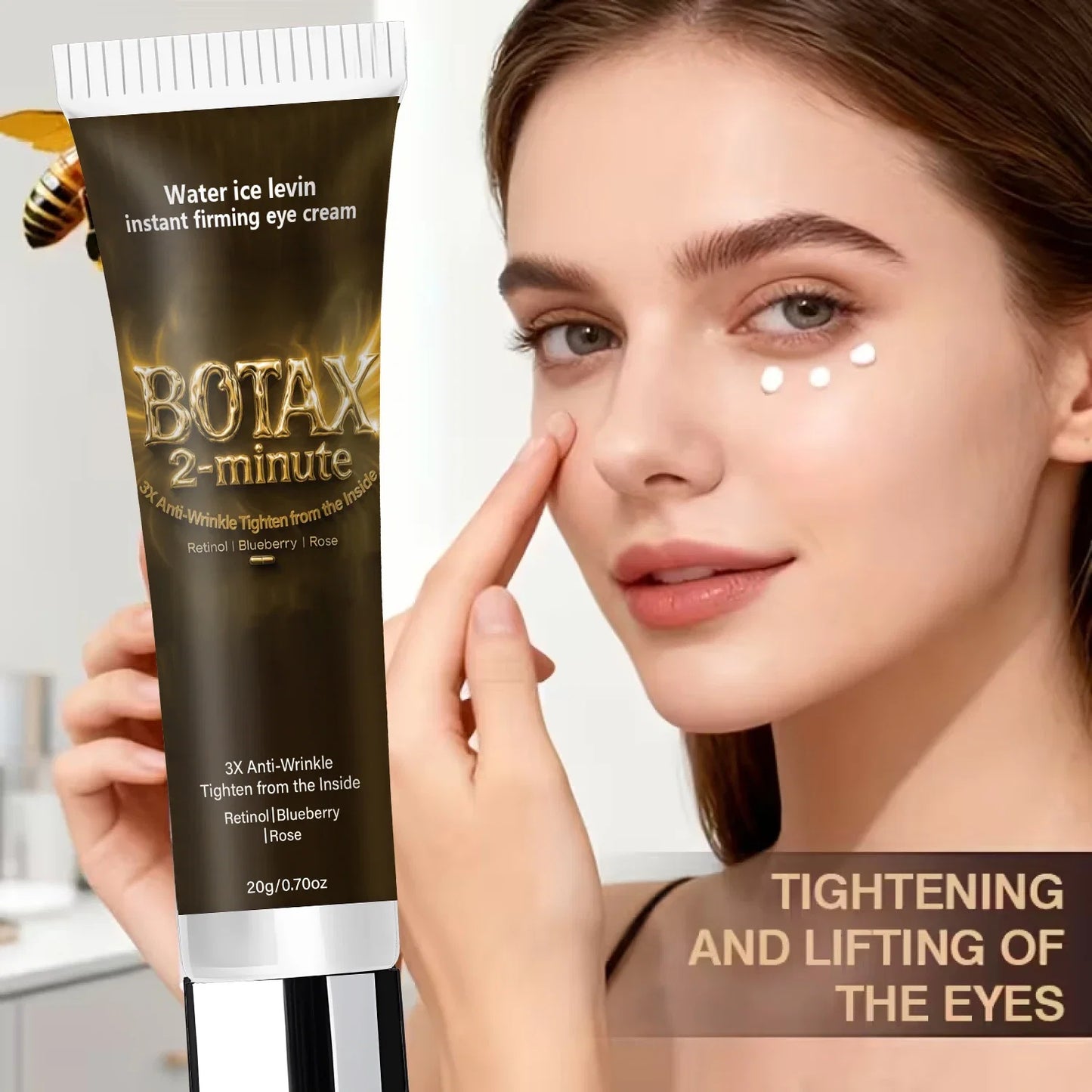 Instant Firming Eye Cream with Retinol & Hyaluronic Acid, 3X Anti-Wrinkle, Tightens from Inside, Blueberry & Rose Extract.