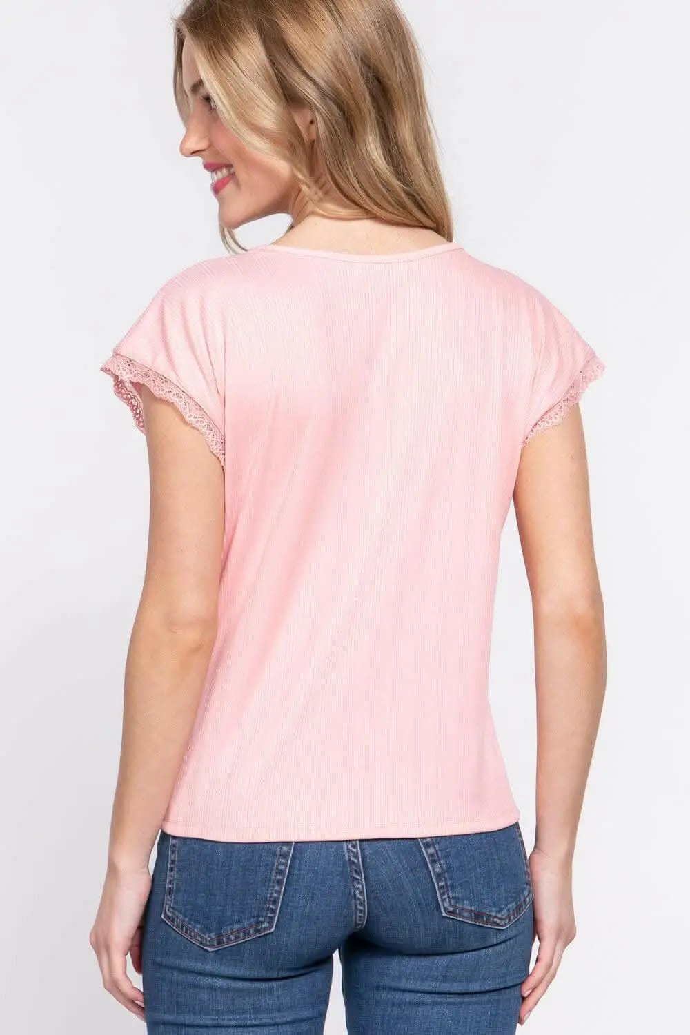 Jackets Trendsi Active Basic Lace Trim V-Neck Top - Women's Casual Blouse