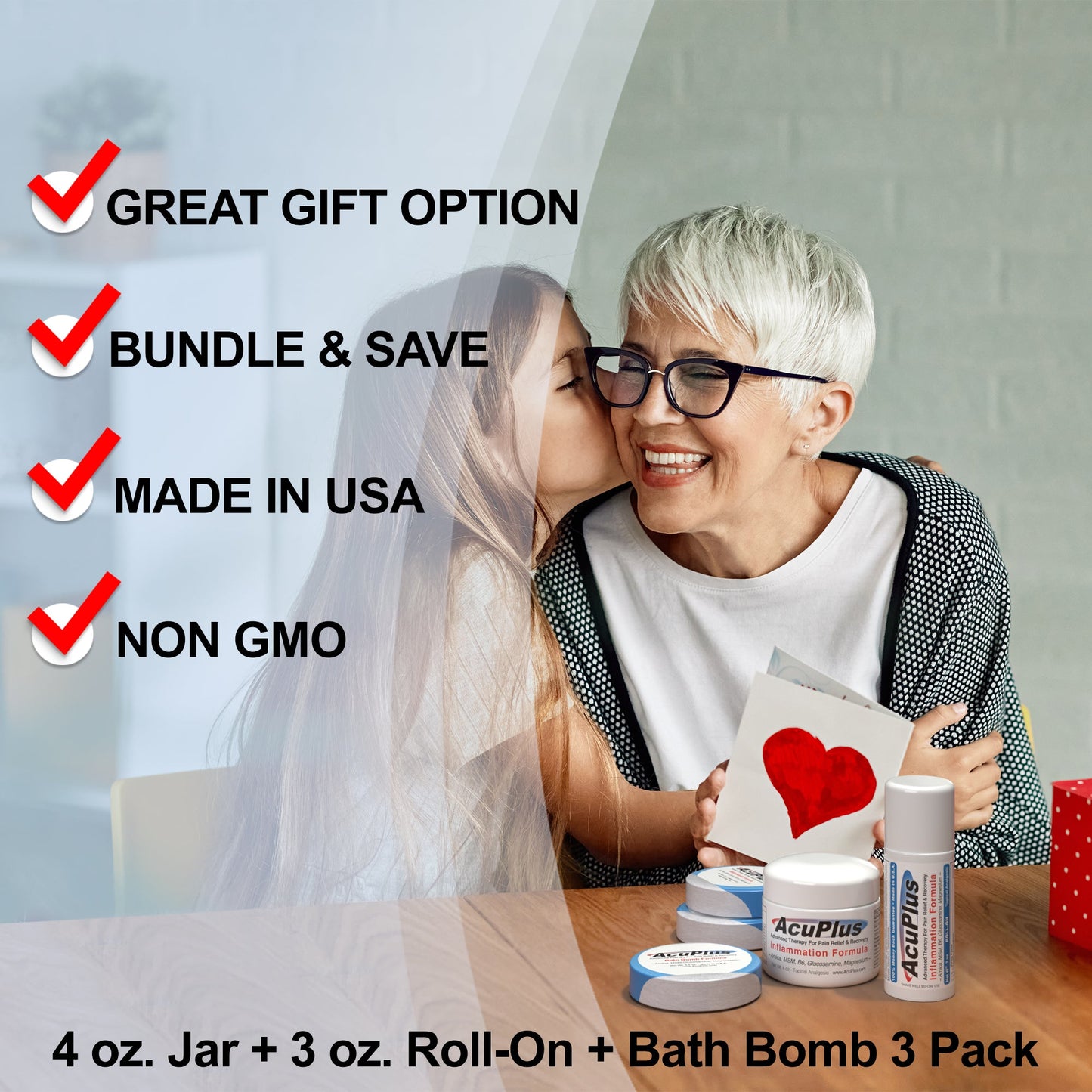 AcuPlus Ultimate Pain Relief Combo – 3 bombas de baño + roll-on de 85 g + tarro de 113 g