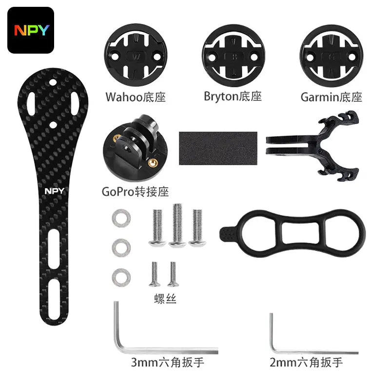 NPY Carbon Fiber Speedometer Holder Integrated Handlebar Mount For Wahoo/Bryton/Garmin Speedometer Mount Bicycle Accessories