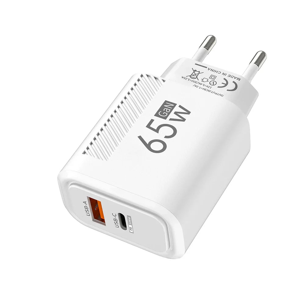 USB C Charger Total 65W Fast Charge Charger PD TypeC Quick Charge 3.0 Wall Power Adapter for iphone Xiaomi Samsung Phone Charger