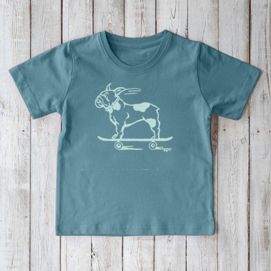 French Bulldog on Skateboard T-Shirt for Kids