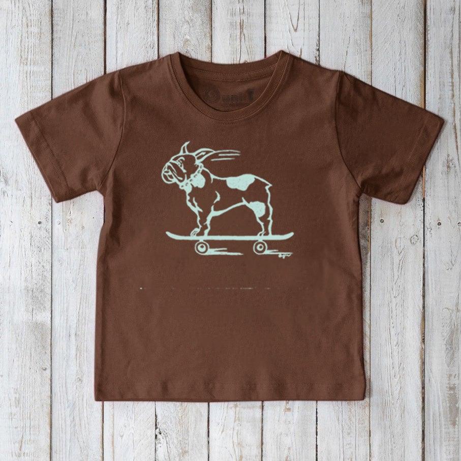 French Bulldog on Skateboard T-Shirt for Kids