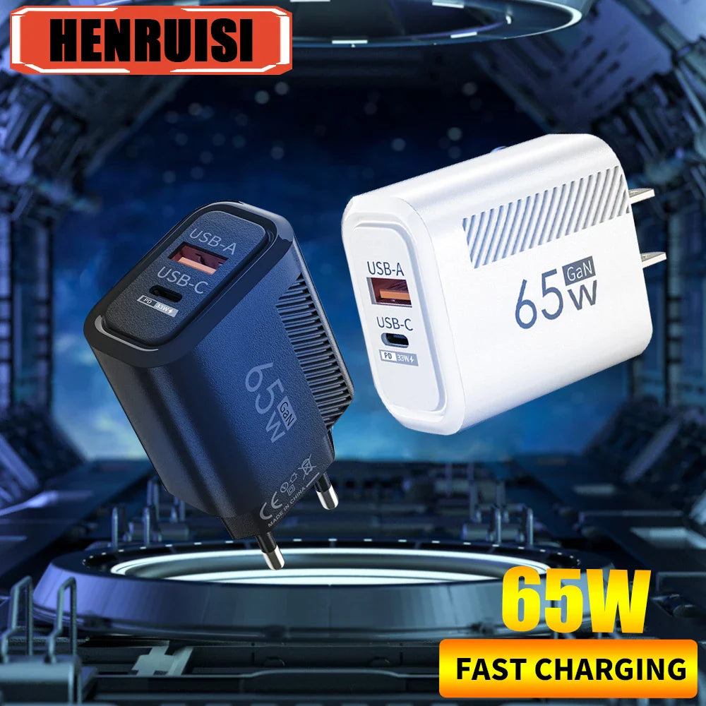 USB C Charger Total 65W Fast Charge Charger PD TypeC Quick Charge 3.0 Wall Power Adapter for iphone Xiaomi Samsung Phone Charger