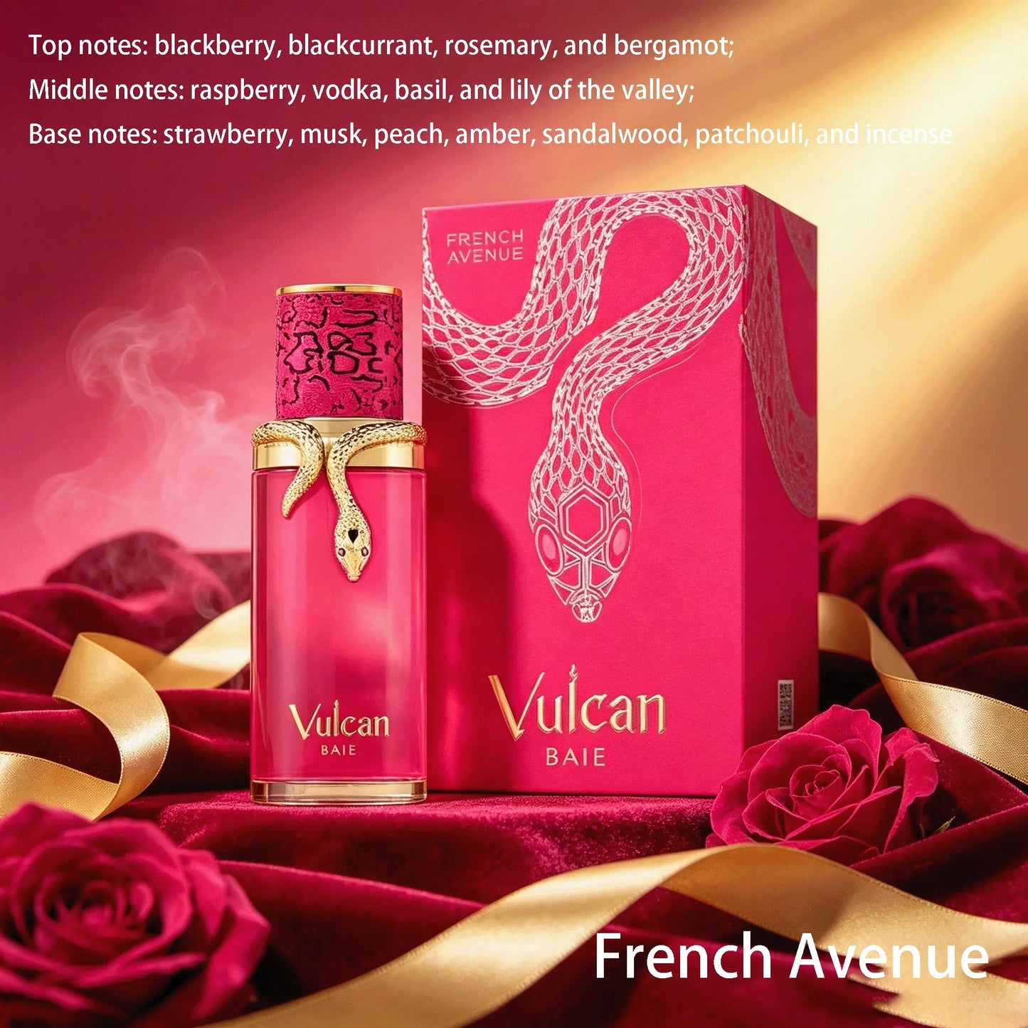 Unisex Extrait De Parfum 100ml French Avenue Vulcan Baie, Blackberry Dried Black Mulberry Rosemary Melon Raspberry Vodka Basil Lily Of The Valley Strawberry Musk Peach Amber Sandalwood Patchouli Scent, Long‑Lasting Fragranc