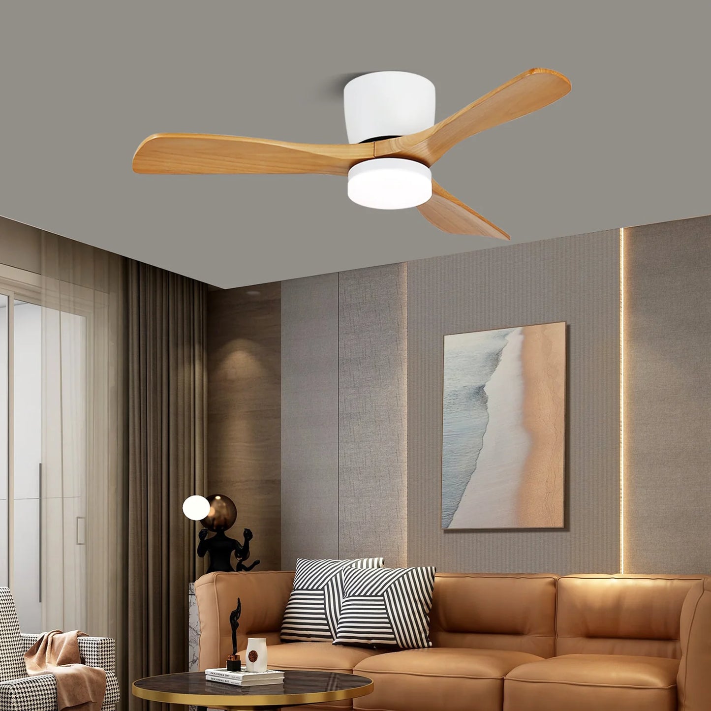 Ventilador de Techo de Madera Aerodinámico con Luz
