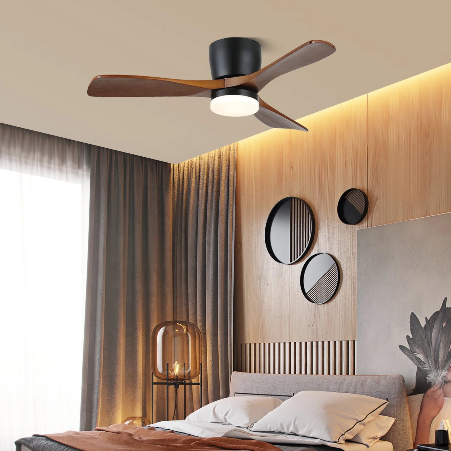 Ventilador de Techo de Madera Aerodinámico con Luz