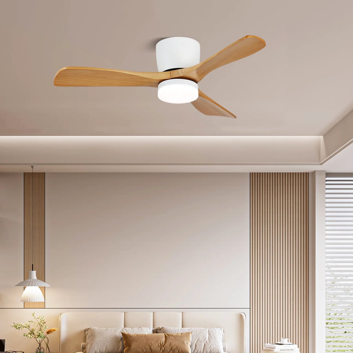 Ventilador de Techo de Madera Aerodinámico con Luz