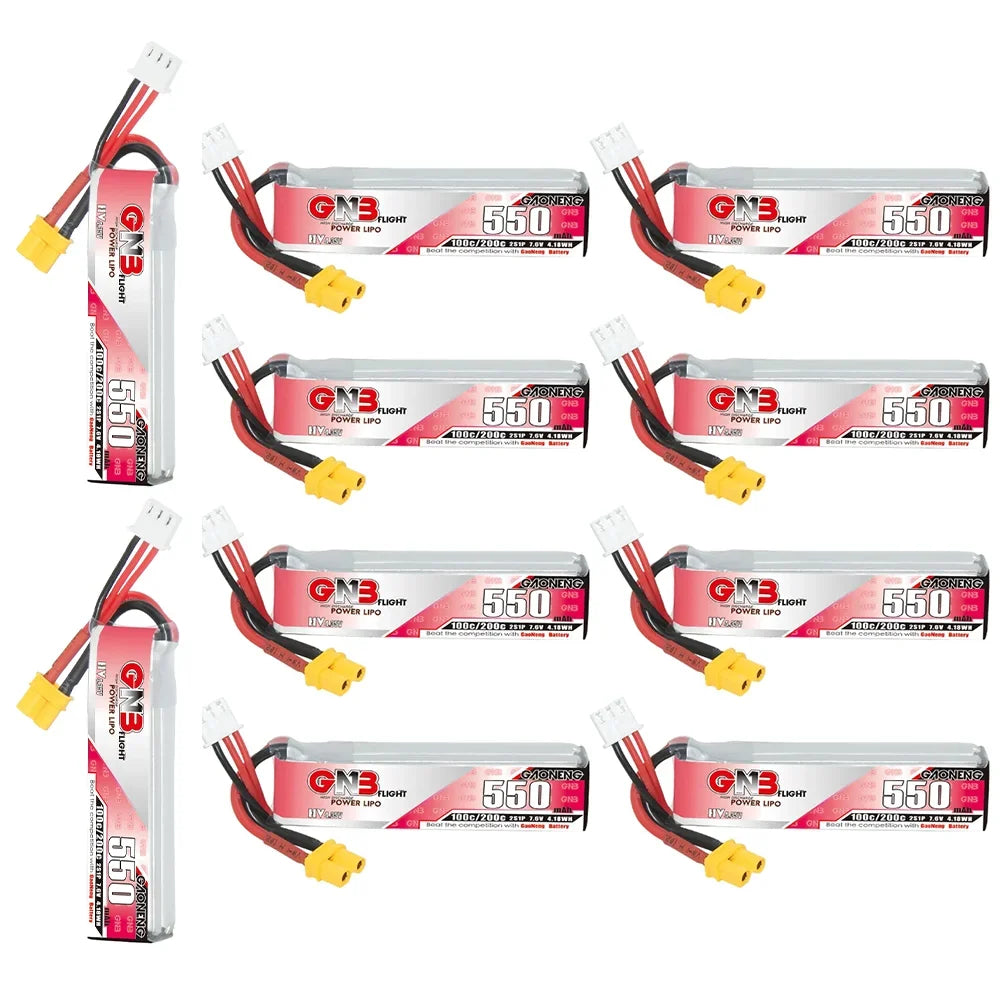 GNB 2S 7.6V 550mAh 100C/200C HV Lipo Battery For Happymodel FPV Racing Cine Whoop BetaFPV RC Drone With XT30U-F Plug