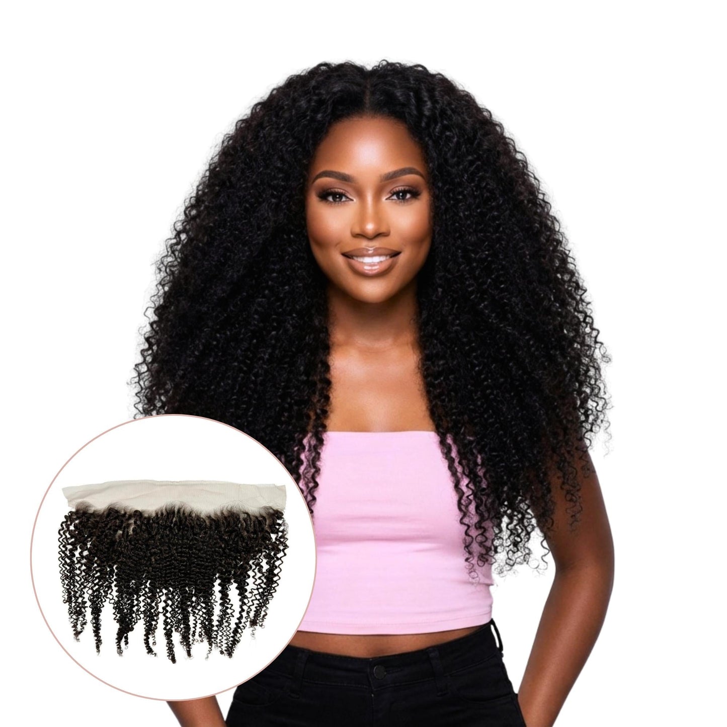 Frontal de encaje HD de cabello humano kinky afro 13x4