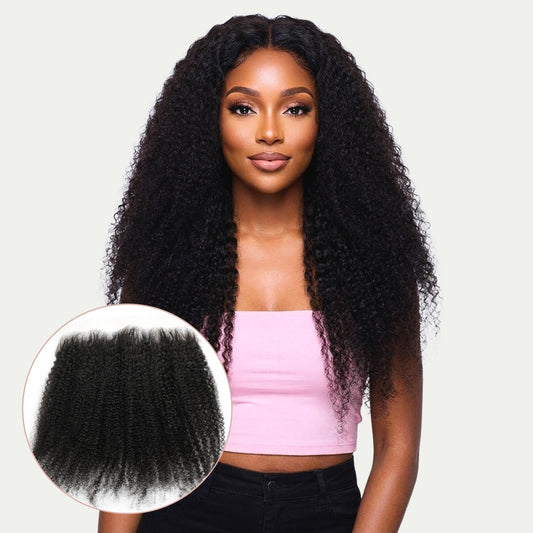 Frontal de Cabello Humano Afro Kinky 13x6 HD con Encaje