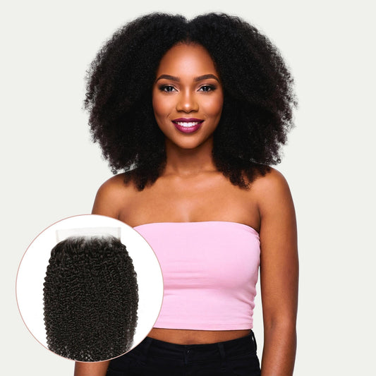 Cierre de cabello humano Afro Kinky 6x6 HD Lace