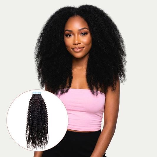 Extensiones de cabello 100% humano estilo Afro Kinky Coily con adhesivo