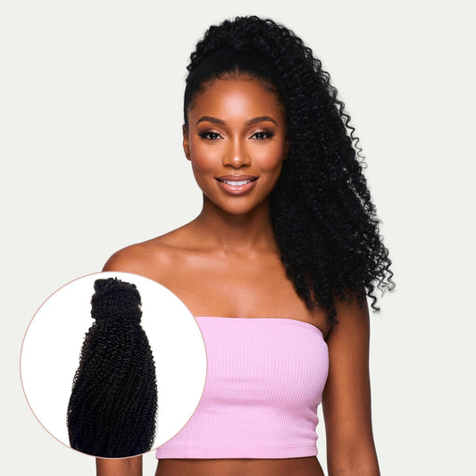 Extensión de coleta de cabello 100% humano afro rizado ensortijado