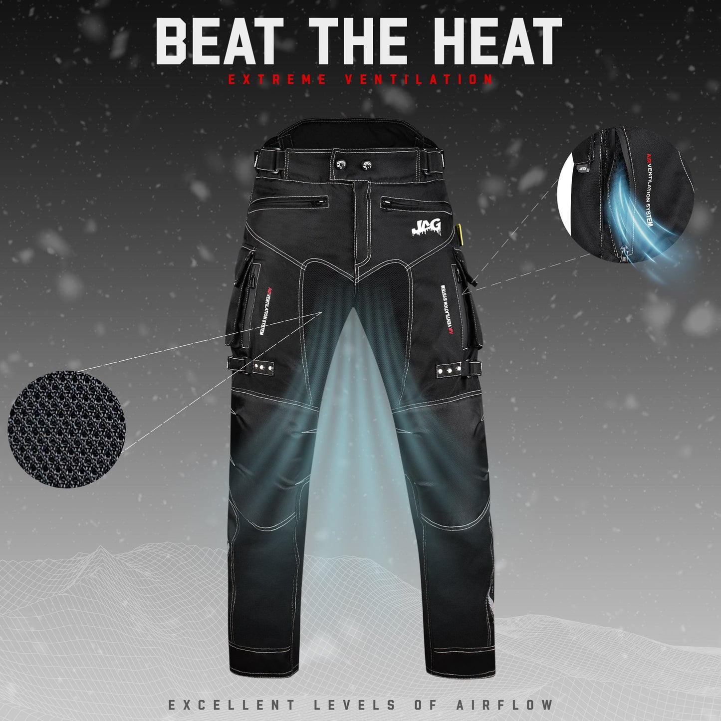 Pantalón protector de motocicleta JAG Maverick - Negro