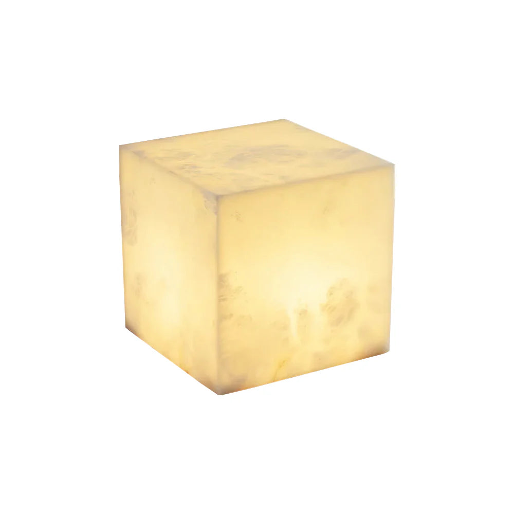 Lámpara de Mesa Cúbica de Alabastro