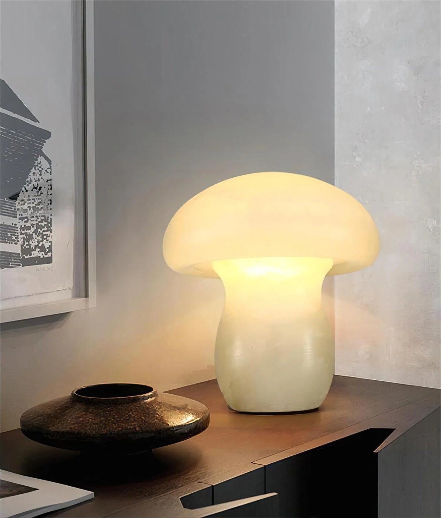 Lámpara de mesa hongo de alabastro