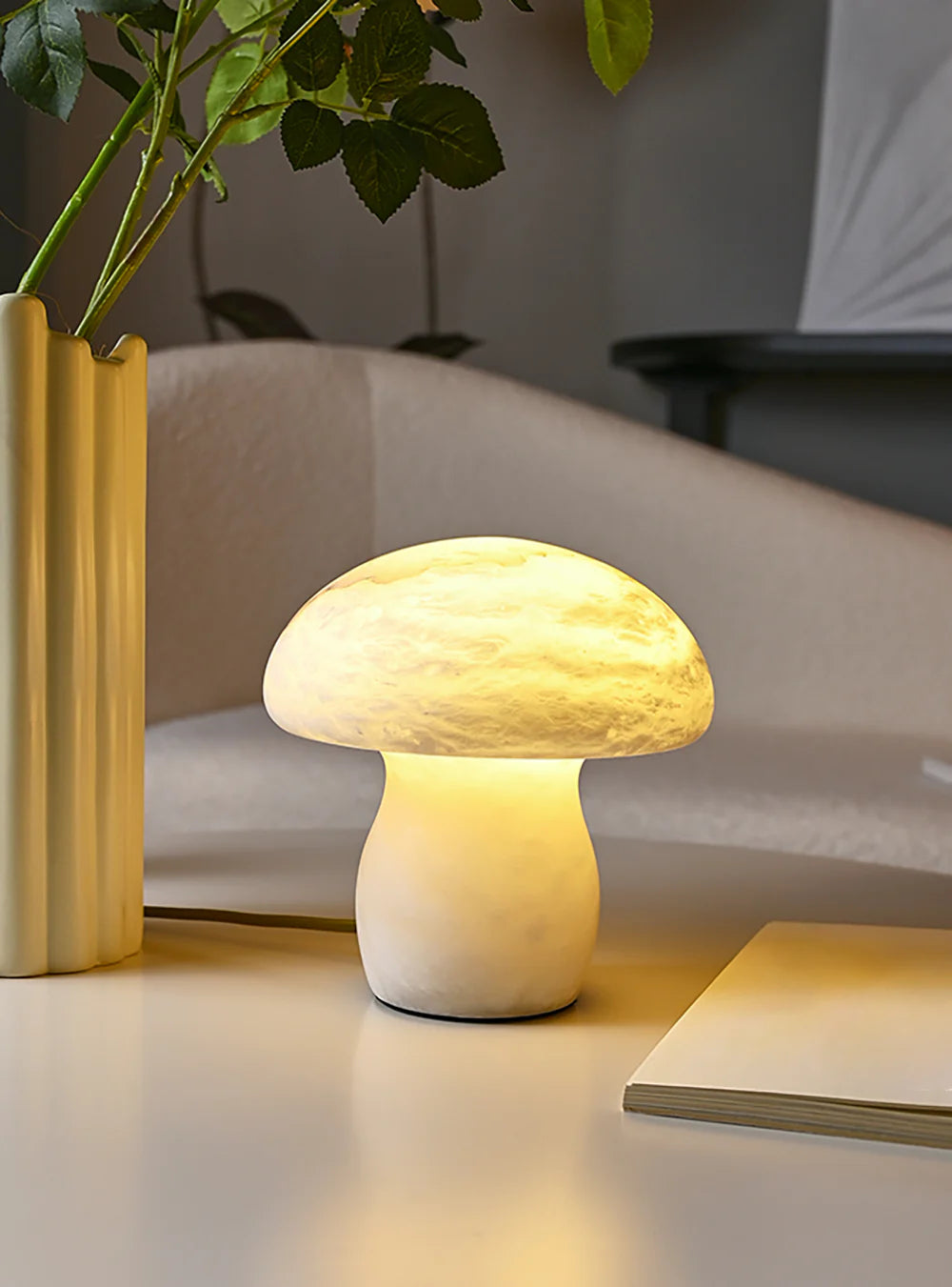 Lámpara de mesa hongo de alabastro