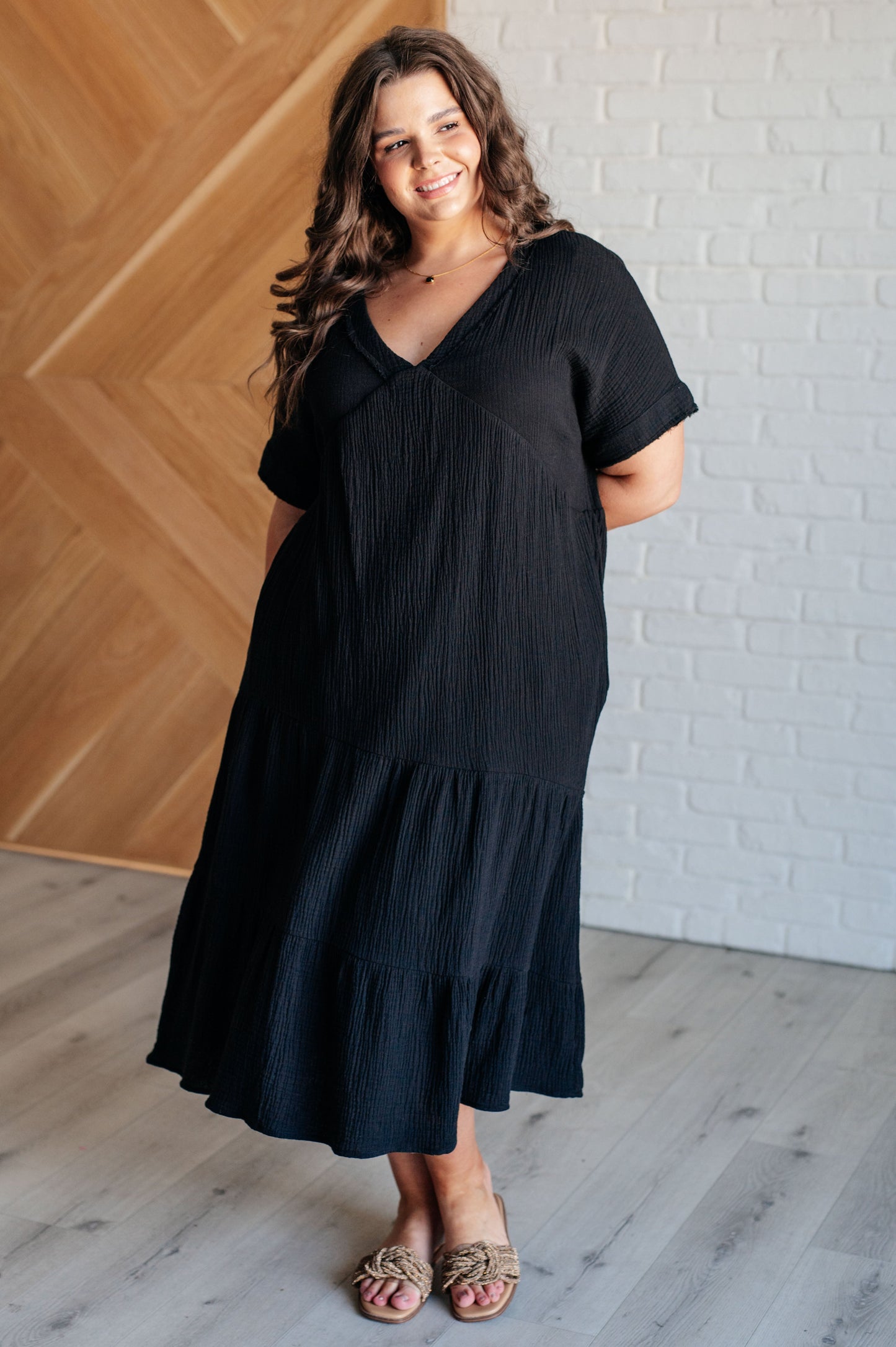 Vestido con mangas tipo kimono Always Learning en negro